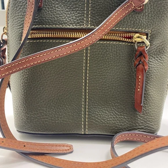 Dooney & Bourke Olive Green Crossbody Bag with Brown Strap - Picture 6 of 7